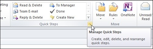 onenote in outlook quick steps