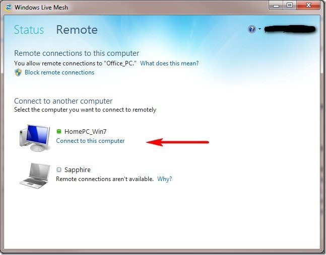 WindowsLiveMeshRemoteAccess