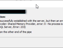 sql server error 233 shared memory provider sql server error 233 shared memory provider