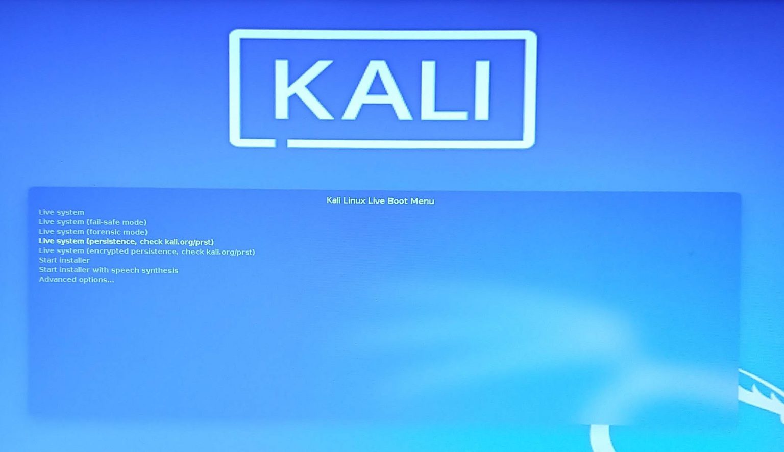 Kali linux live. Make kali.